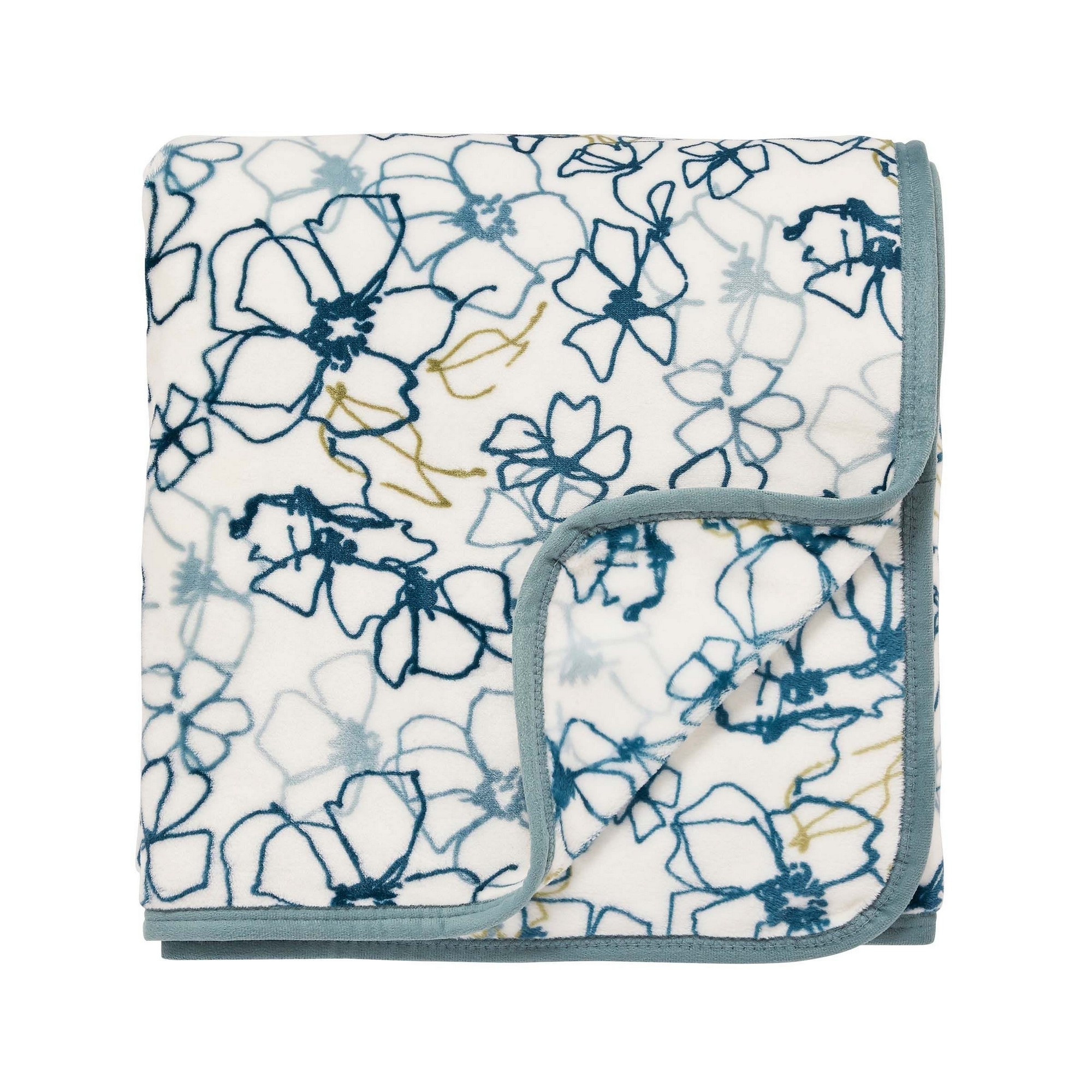 Neroli Fleece Floral Throw By Helena Springfield In Aloe Blue